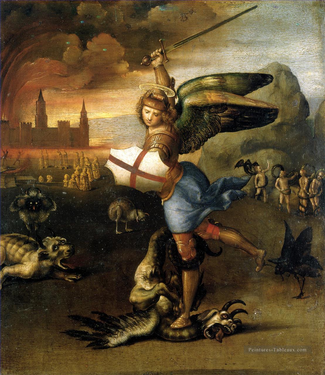 Saint Michel et le Dragon Renaissance Raphaël Peintures à l'huile